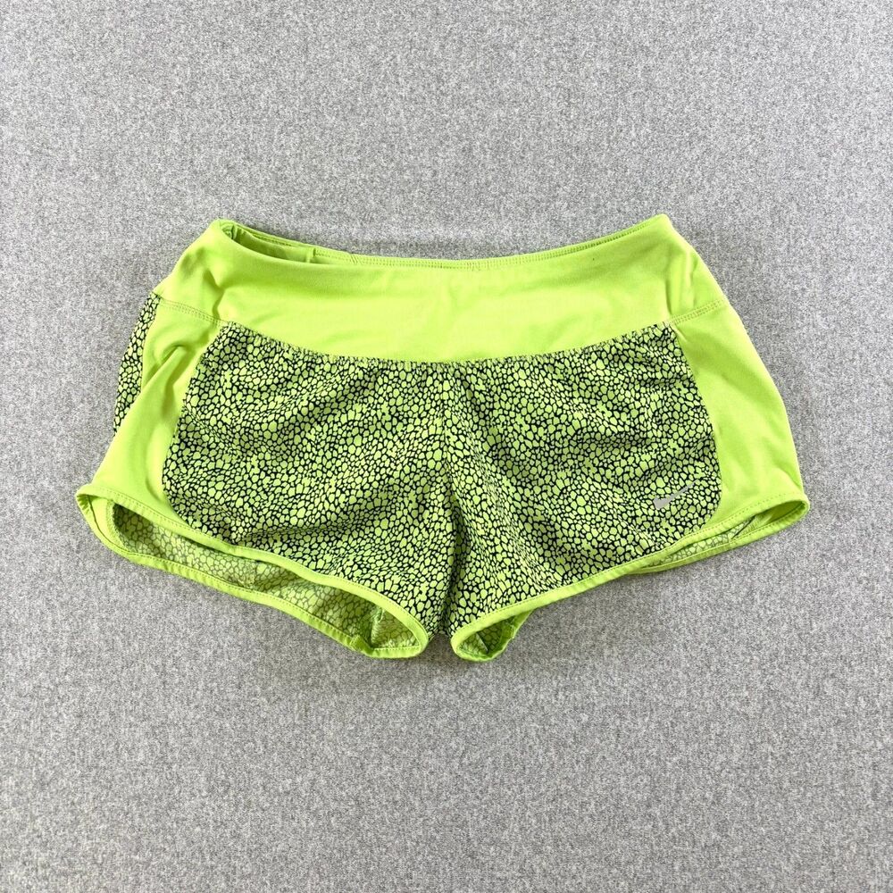 Nike Dri-FIT Women’s Small Neon Green Animal Print Running Shorts Lined Athletic